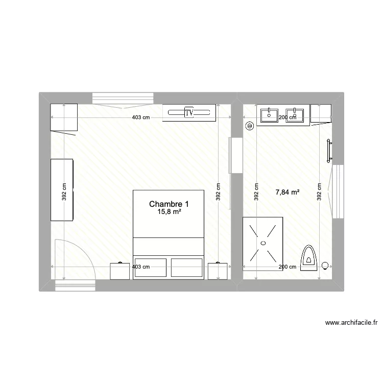 Chambre 1. Plan de 