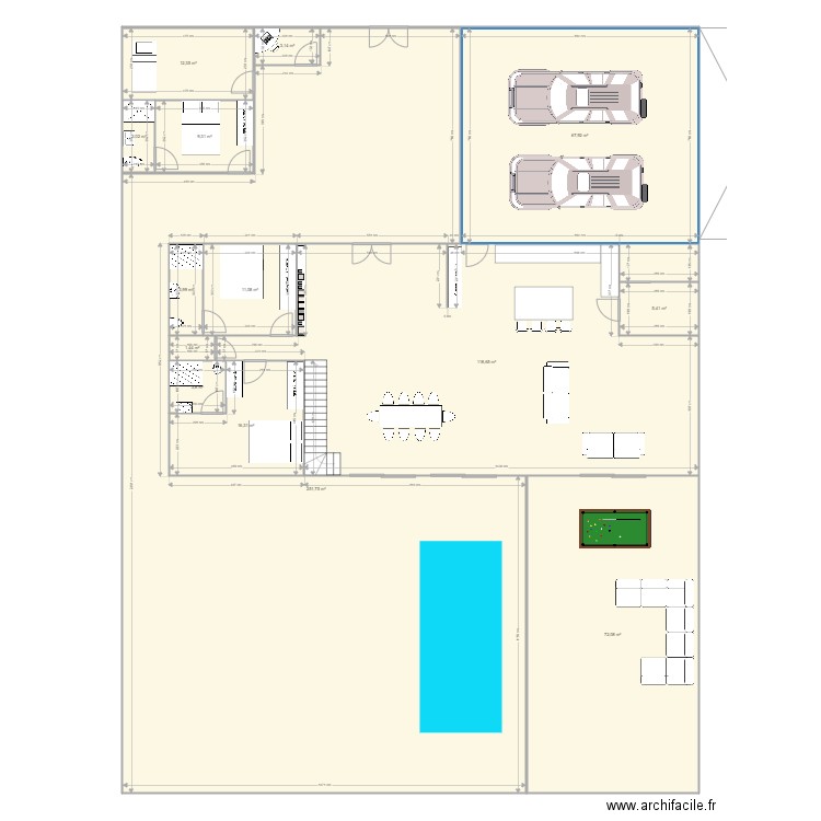 Abatta new. Plan de 14 pièces et 580 m2