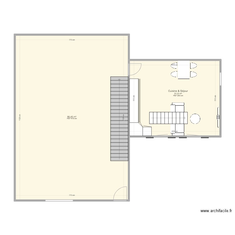 Appartement 2.5 pces. Plan de 2 pièces et 118 m2