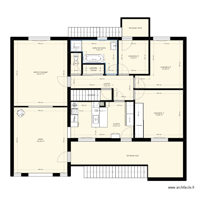 SAINT PAUL étage balcons. Plan de 0 pièce et 0 m2