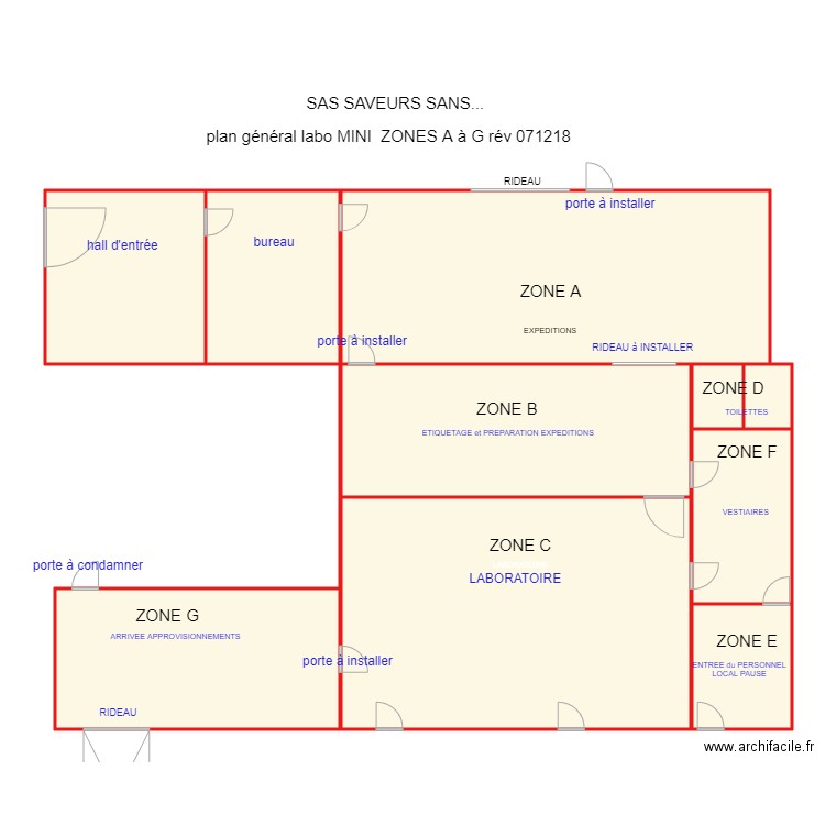 plan general labo MIN Zones A à G rév 071218 . Plan de 0 pièce et 0 m2