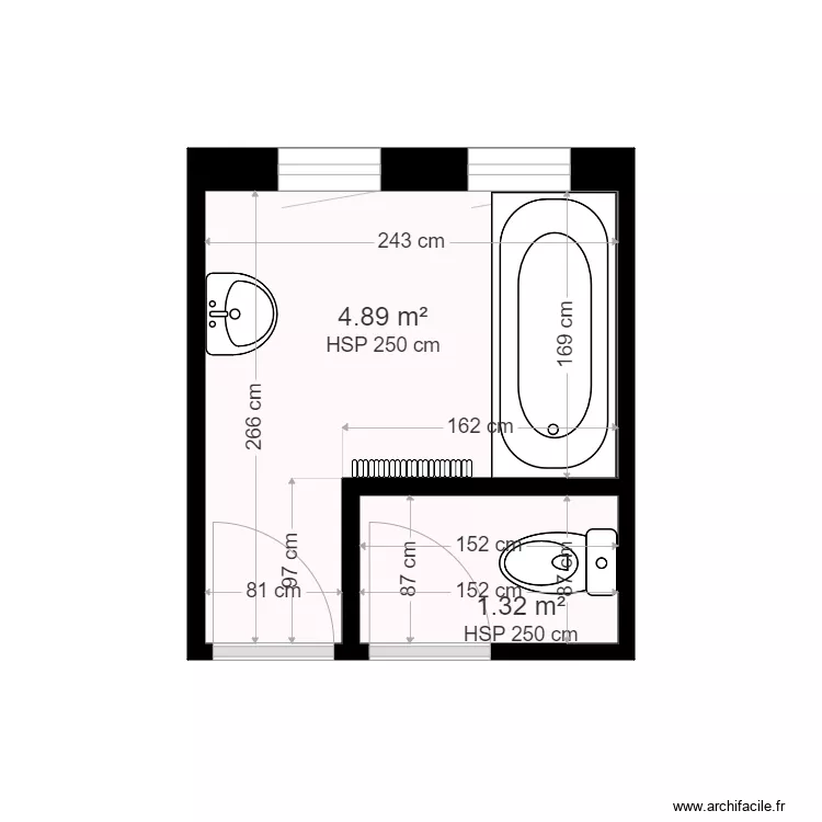 GAUCHET sdb origine RDC. Plan de 