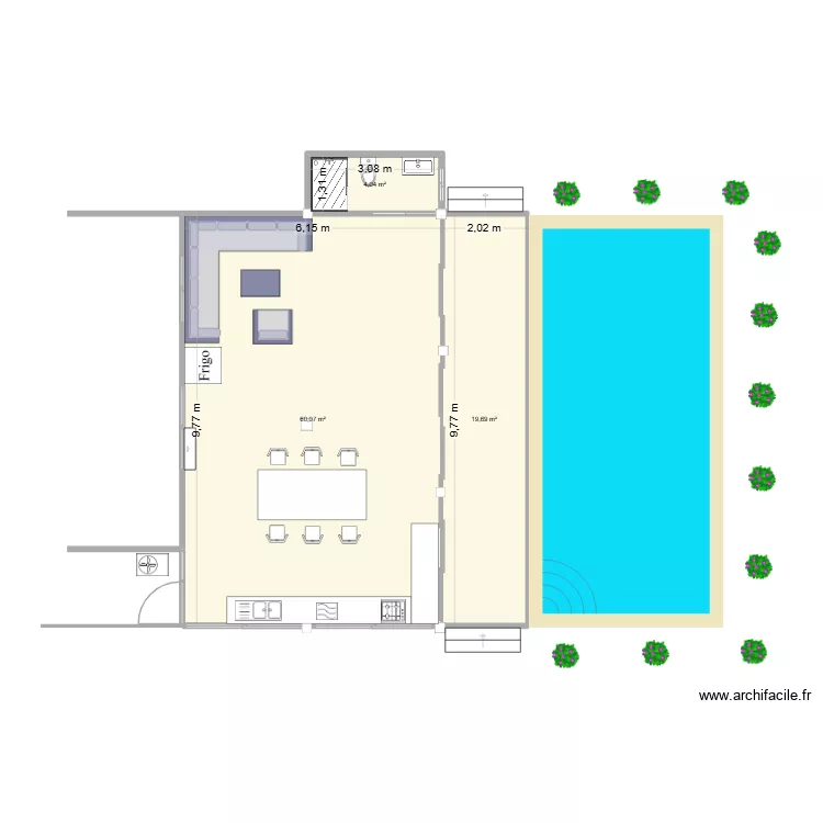 piscine terrasse 2. Plan de 3  et 84 m²