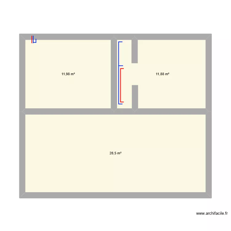 1e étage plomberie. Plan de 3 pièces et 52 m² 1e étage plomberie. Plan de 3 pièces et 52 m²