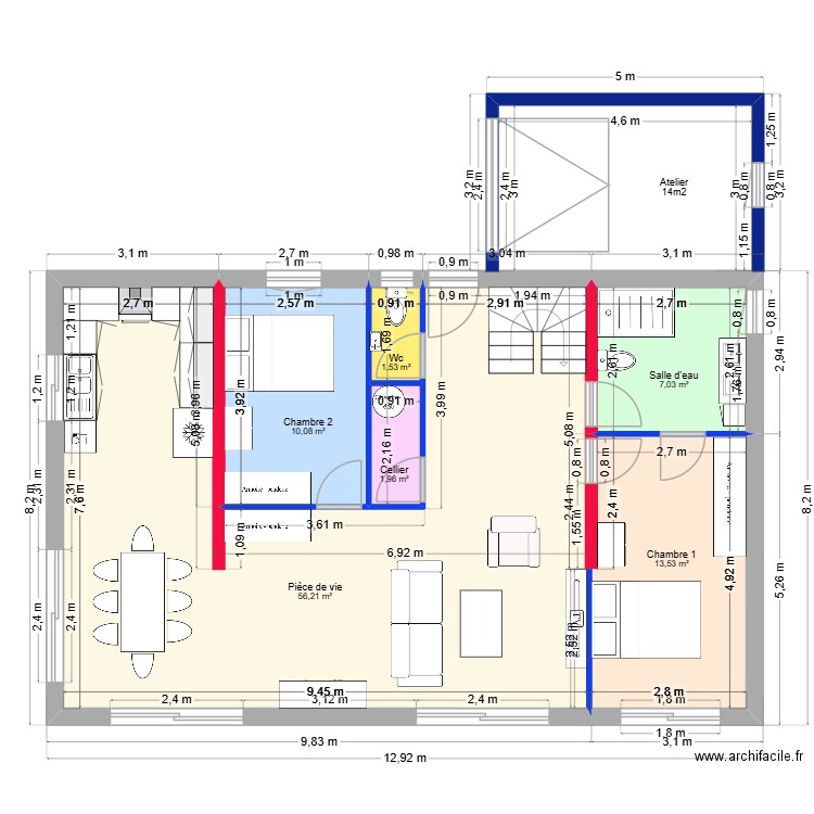 Projet Amélie Guillaume - Figheira. Plan de 11 pièces et 120 m2