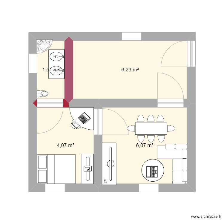 projet. Plan de 4 pièces et 18 m2