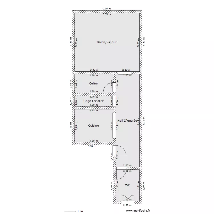 Appart N&deg; 2 RDC Dulamon. Plan de 
