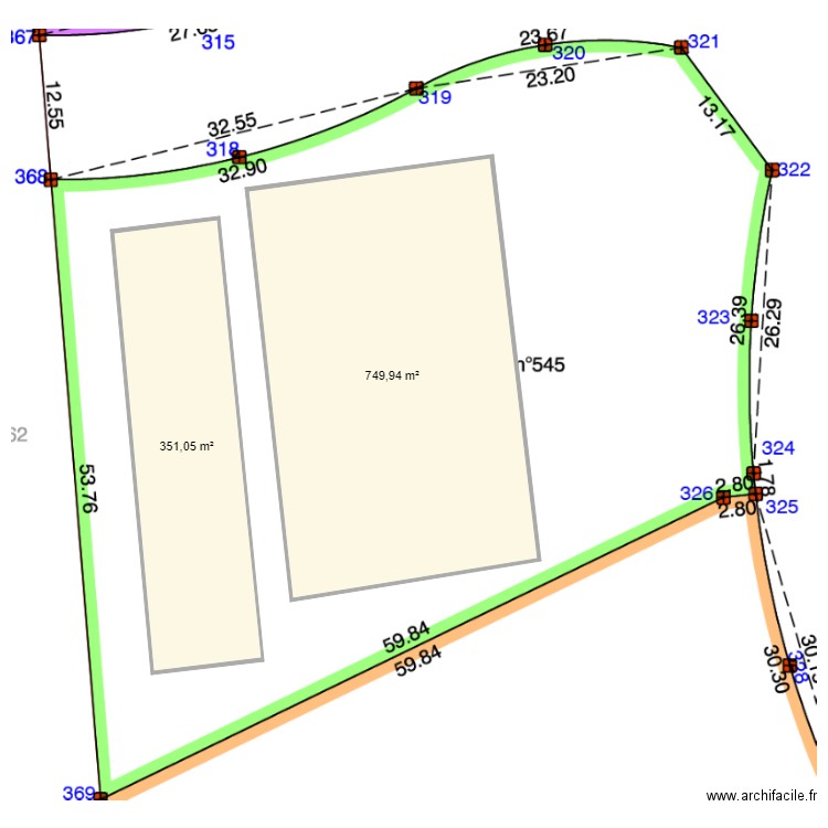 Usine terrain. Plan de 2 pièces et 1101 m2