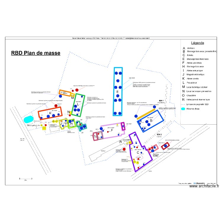 SCIERIE RAISON. Plan de 17 pièces et 292 m2