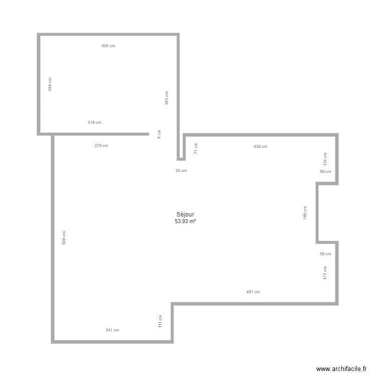 Boulay Séjour. Plan de 1 pièce et 54 m2