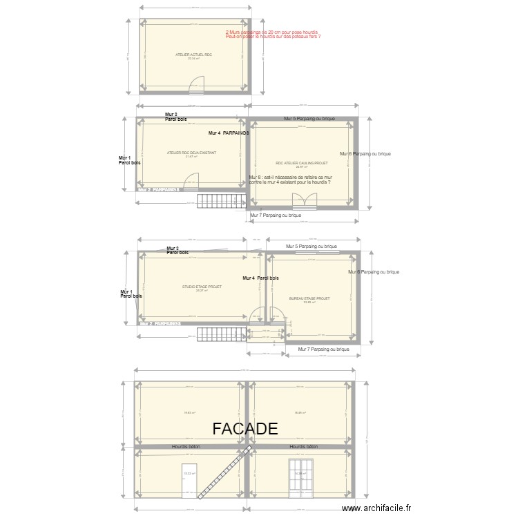 PLANS ATELIER BUREAU CAULINS MURS. Plan de 0 pièce et 0 m2