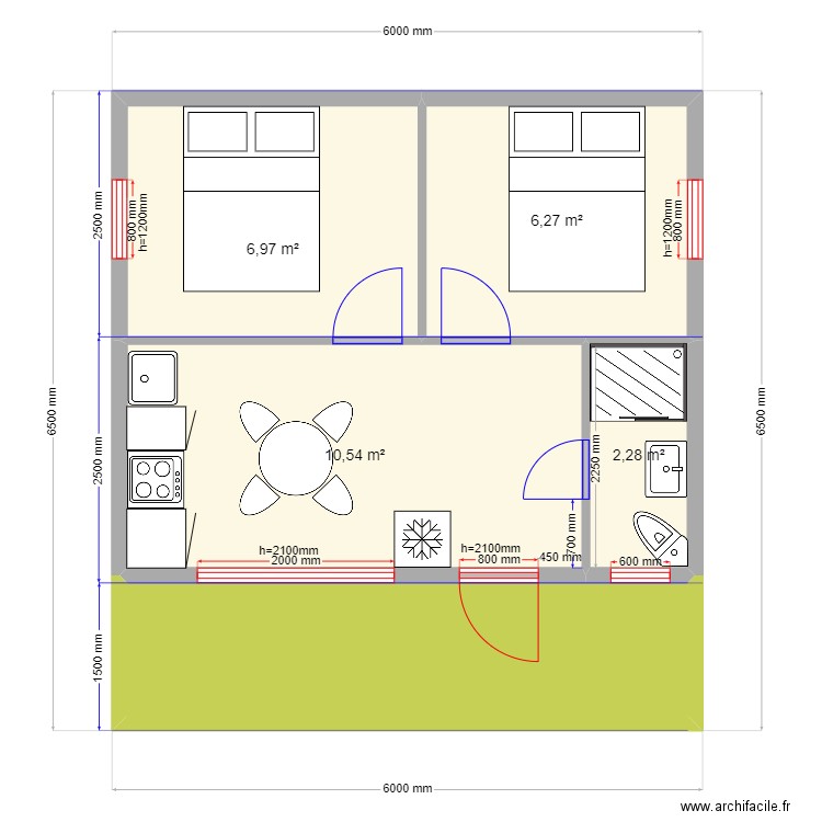 30 6 выставочный v2. Plan de 5 pièces et 34 m2