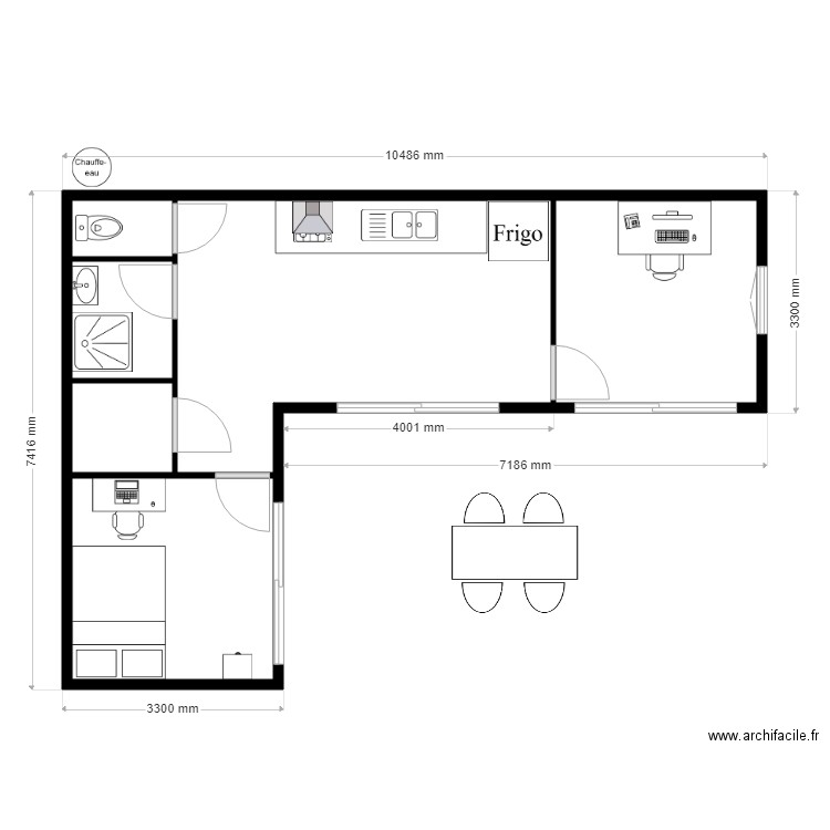 projet ELO 2. Plan de 6 pièces et 42 m2