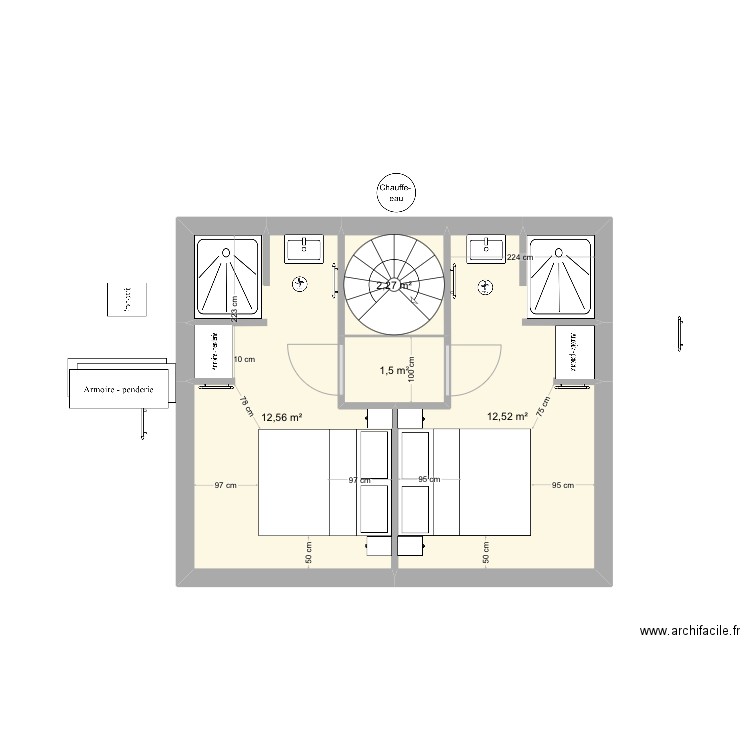 ROT V1. Plan de 5 pièces et 59 m2