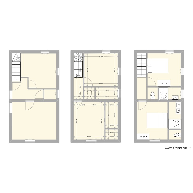 1er etage. Plan de 19 pièces et 98 m2