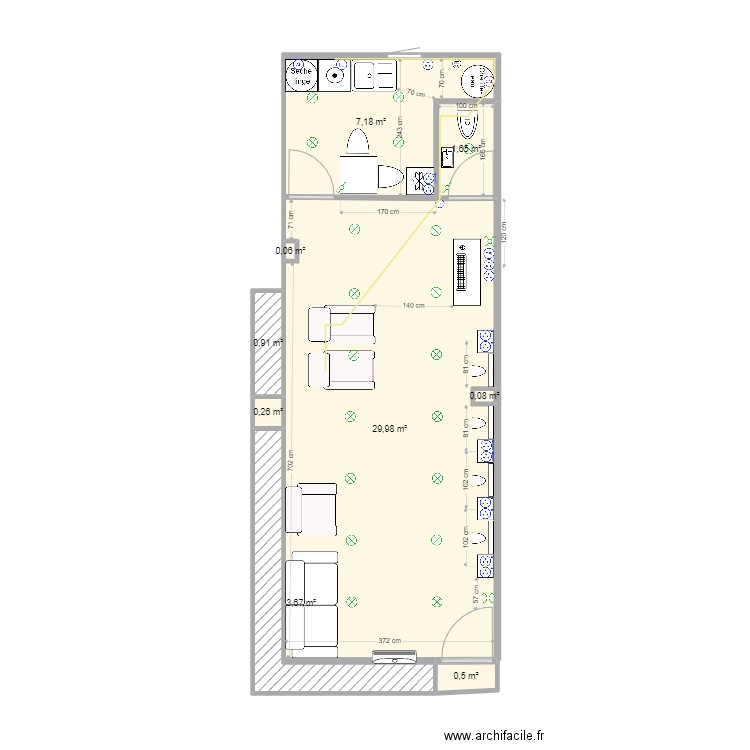 SALON FINAL TRAVAUX. Plan de 9 pièces et 44 m2