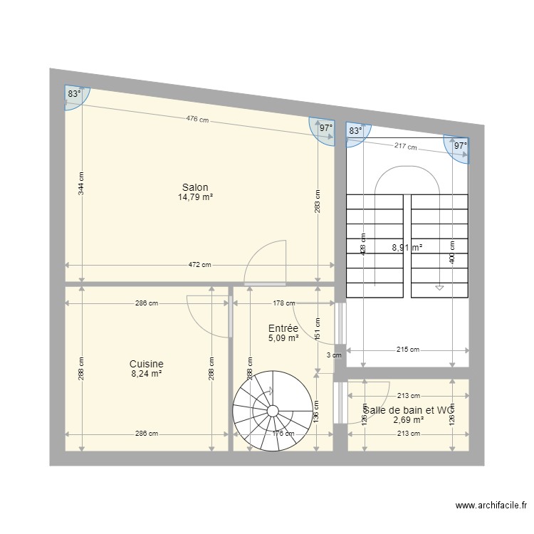 MOUBONDY. Plan de 5 pièces et 40 m2