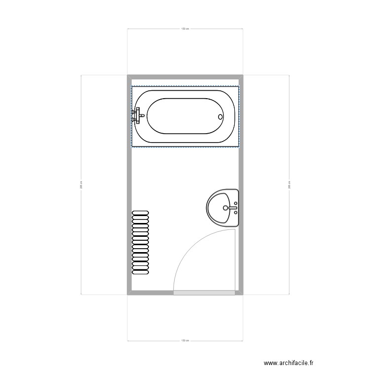 Perraud plan SDB éxistant.. Plan de 1 pièce et 4 m2