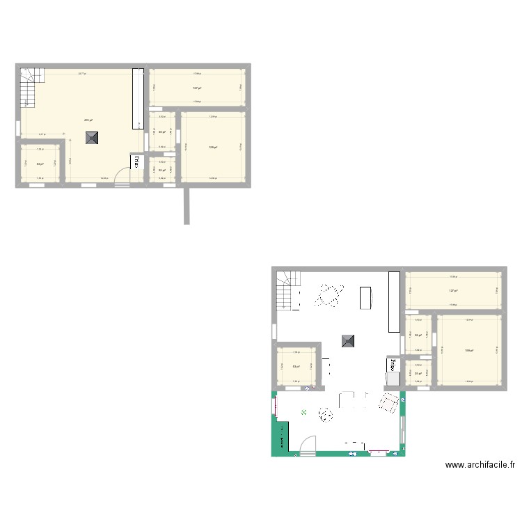 Agrandissement . Plan de 11 pièces et 113 m2