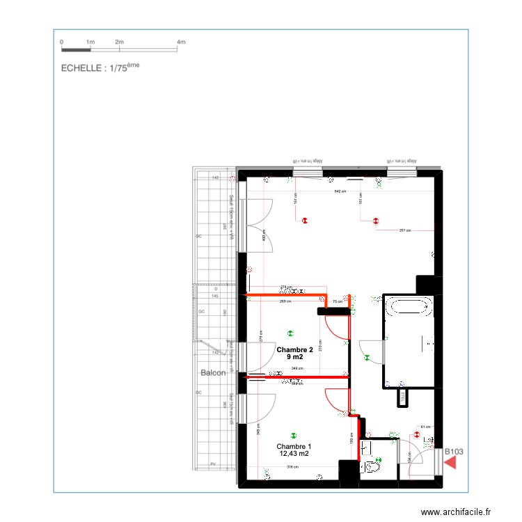 B103 - VF. Plan de 10 pièces et 65 m2