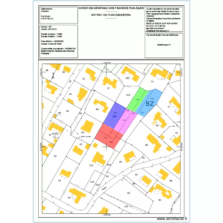 Yeu 5 terrains 3700m². Plan de Yeu 5 terrains 3700m². Plan de