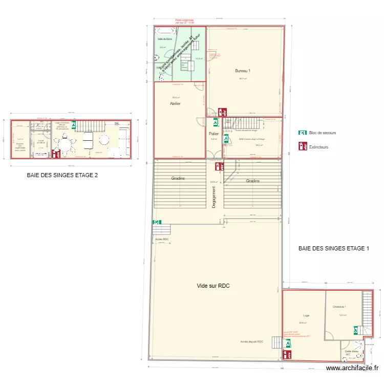 Baie des singes &eacute;tage et acc&egrave;s loge Dernier 1. Plan de 