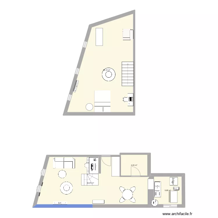 T2 Duplex 1er &eacute;tage. Plan de 
