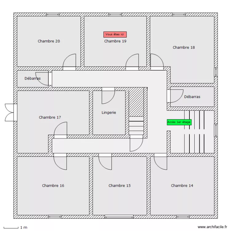 Auberge - 2e etage - Chambre 19. Plan de 