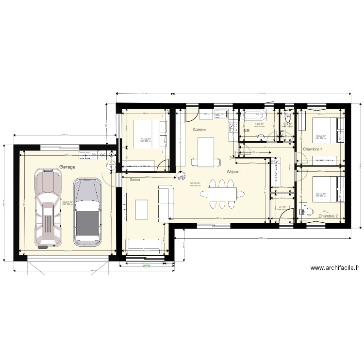 PLAN RDC PLEIN PIED  GARAGE  CH 05 10 2021. Plan de 0 pièce et 0 m2