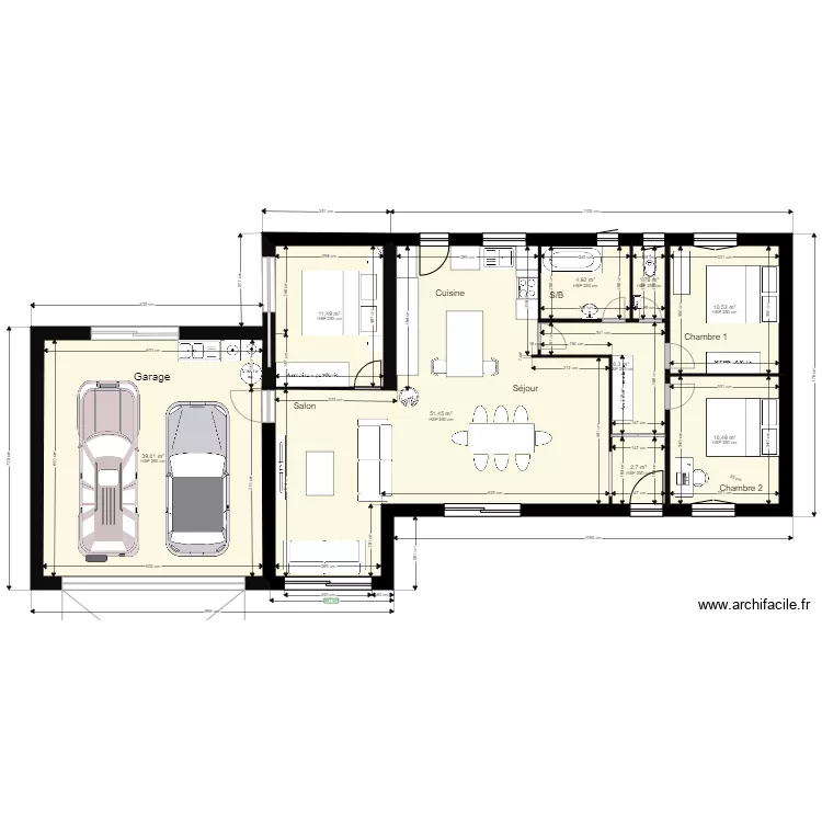 PLAN RDC PLEIN PIED  GARAGE  CH 05 10 2021. Plan de 