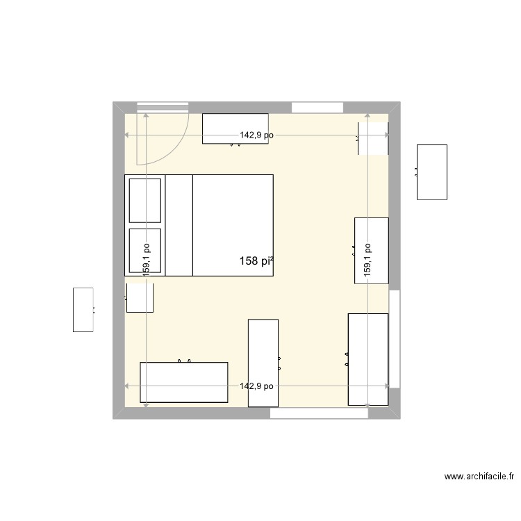 chambre 6. Plan de 1 pièce et 15 m2