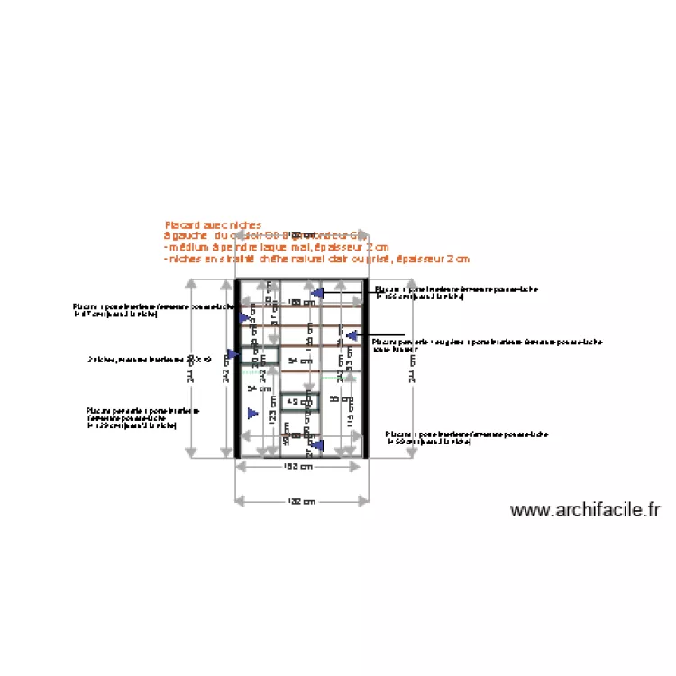 plan placard avec niches. Plan de 