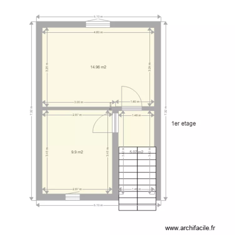 vignacourt 1er etage brut. Plan de 