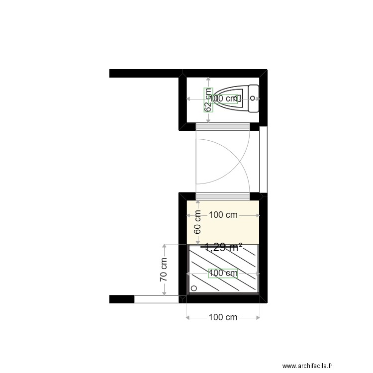 GENTILE - Existant. Plan de 1 pièce et 1 m2