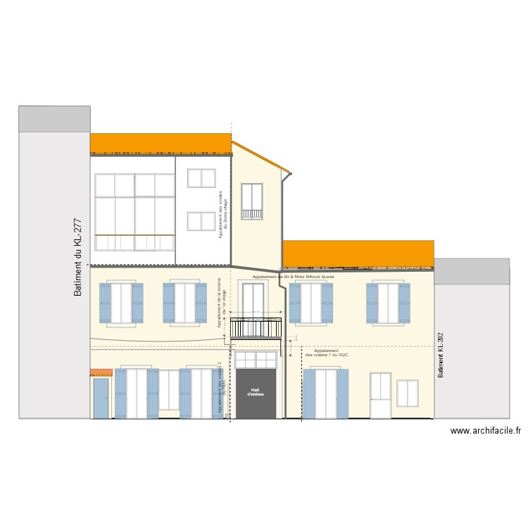 Balcon plan de facade projet. Plan de 0 pièce et 0 m2