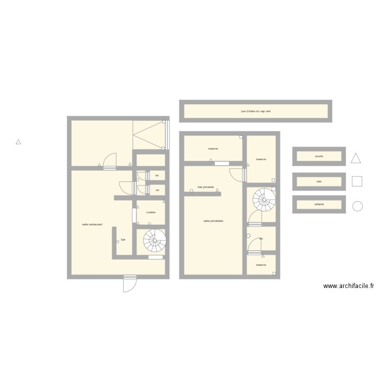 Etoiles du cap vert. Plan de 17 pièces et 105 m2