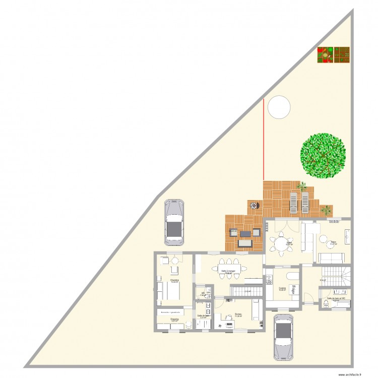 maison actuelle et voisin. Plan de 0 pièce et 0 m2