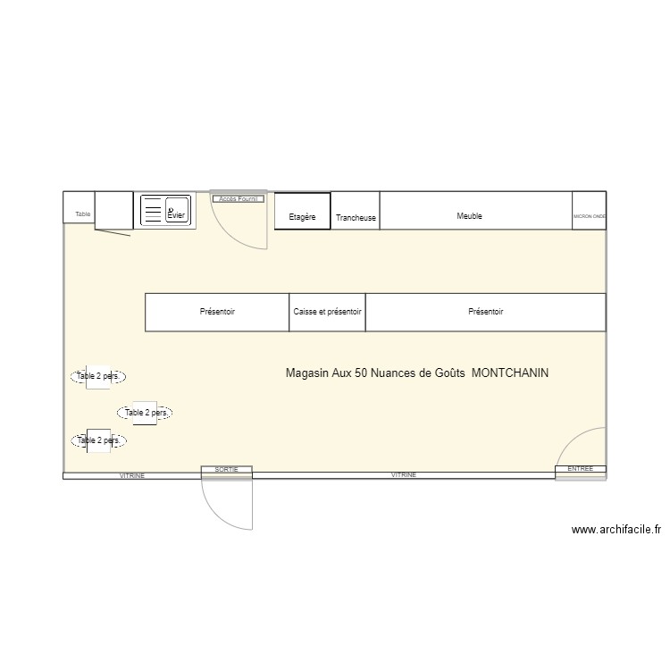 magasin. Plan de 1 pièce et 39 m2