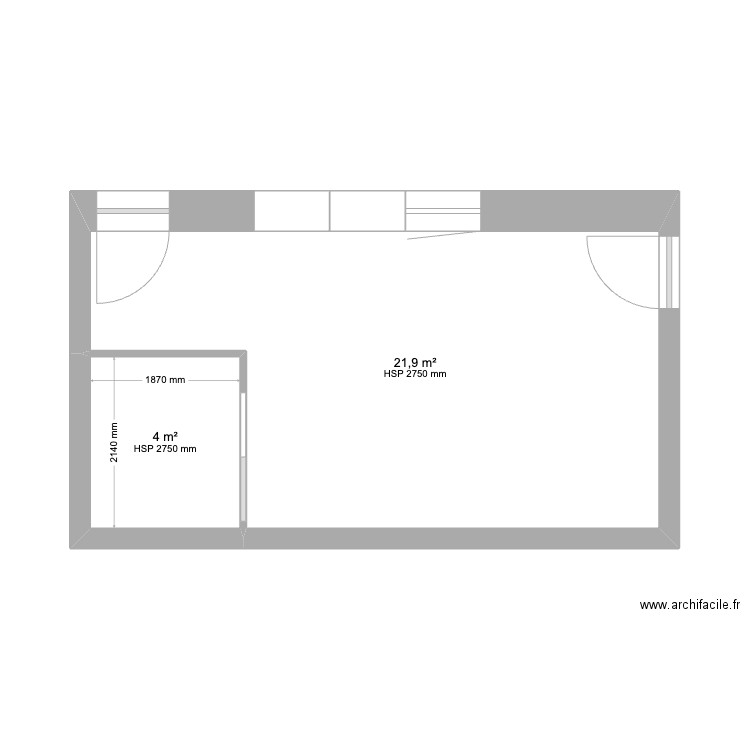 SCI EJ Diététique. Plan de 2 pièces et 26 m2