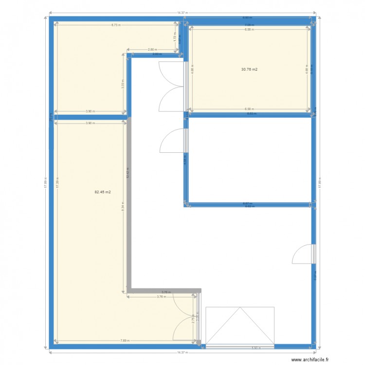 revit. Plan de 2 pièces et 113 m2