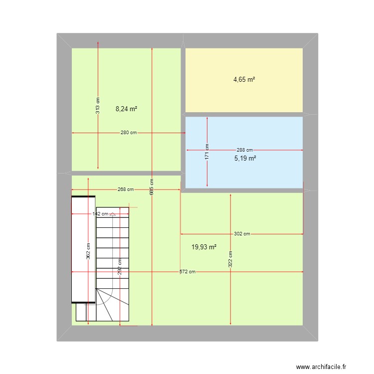 Etage Ste Jule 2. Plan de 4 pièces et 38 m2