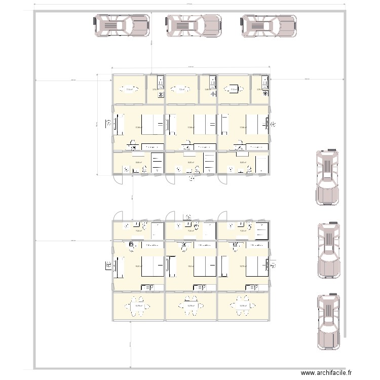 Projet location saisonnière moorea. Plan de 21 pièces et 226 m2