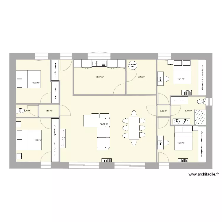 maison rectangle. Plan de 