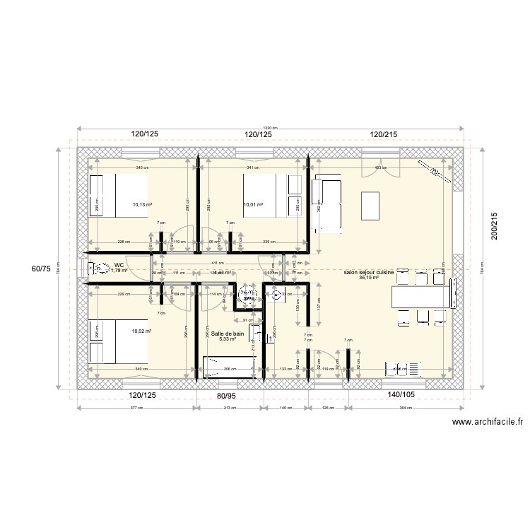 M PINAR. Plan de 7 pièces et 78 m2