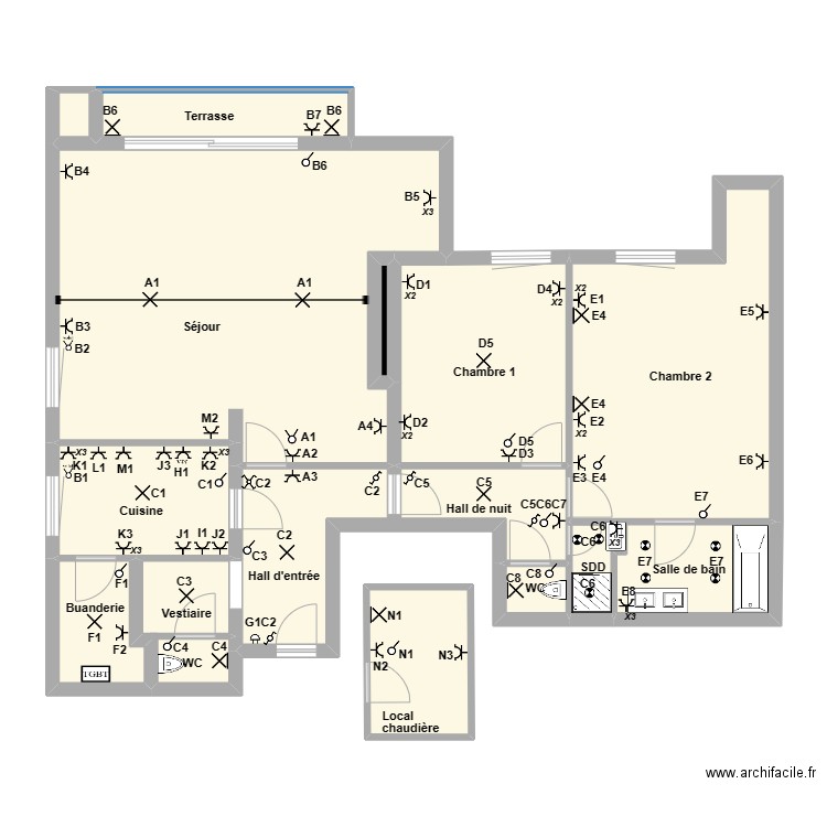 ANTHONY DIMOU. Plan de 14 pièces et 119 m2