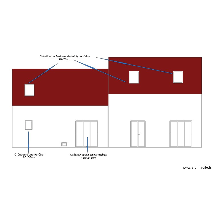 façade nord. Plan de 0 pièce et 0 m2