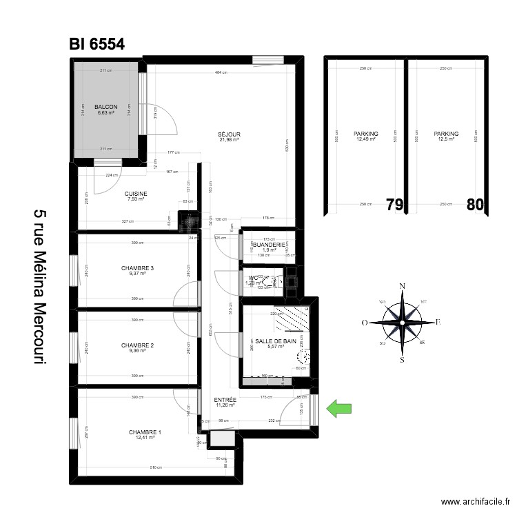 BI 6554. Plan de 16 pièces et 114 m2