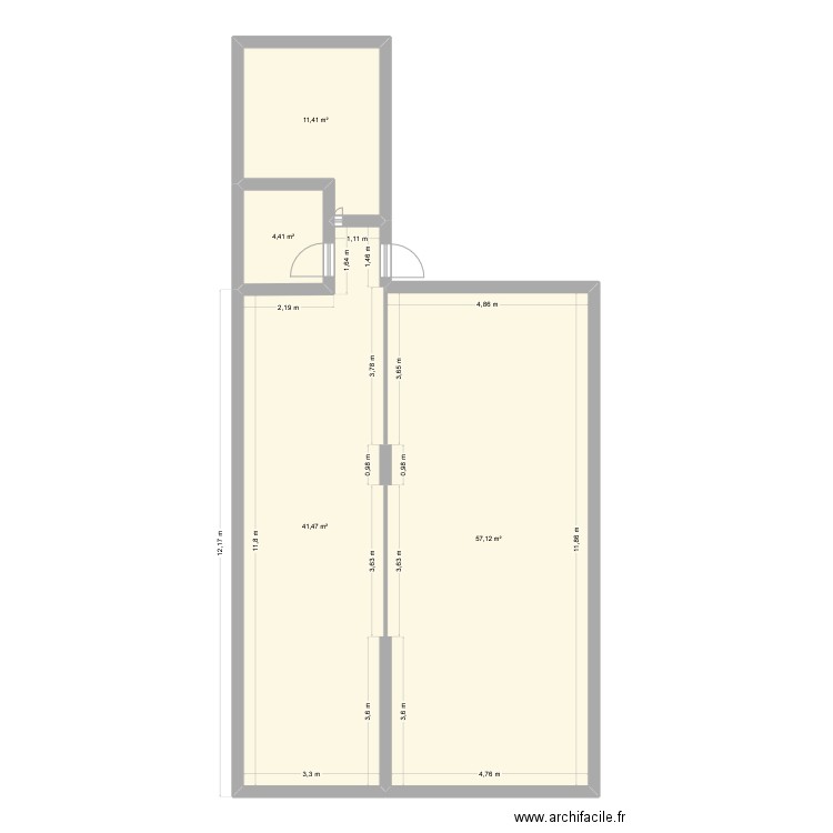 RDC mam. Plan de 4 pièces et 114 m2