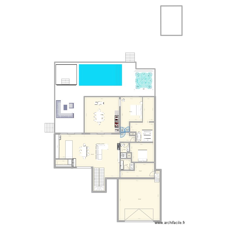 piscine. Plan de 10 pièces et 236 m2