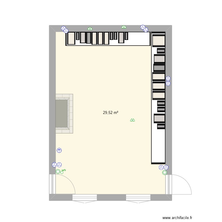 BISTROT. Plan de 1 pièce et 30 m2